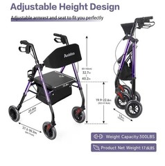NEW Ambliss Rollator Walker Seat Storage Backrest Foldable