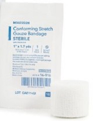 McKesson Conforming Bandage Poly Blend 1 Inch X 1.7 Yard Roll Sterile (1 Roll)