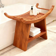 23 Teak Shower Bench Teak Shower Stool Curved Seat Wooden Stool for Bathroom Tea