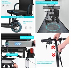 Dual Motor 700W 3-Wheels Folding Senior Electric Mobility Scooter 48V/10Ah 300lb