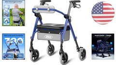 Foldable Rollator Walker for Seniors – 380 lbs Capacity, Ergo Backrest & Seat