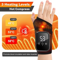 Hand Wrist Heated Massager Carpal Tunnel Arthritis Pain Relief 3 Vibration Modes