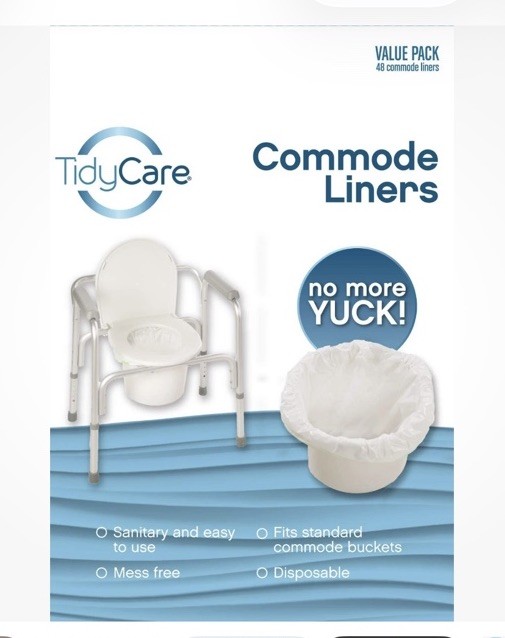 TidyCare Universal Disposable Commode Toilet Chair and Bedpan Liners | 48-Pack