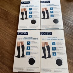 4- Jobst Men Compression Socks 15-20 mmHg Knee High CT X-Large Black Brand New