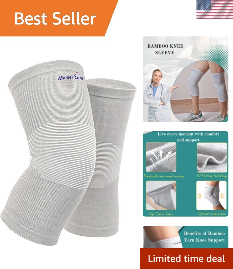 2-Pack Bamboo Knee Compression Sleeve for Men and Women, Compression Knee Sle…