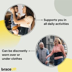 BraceUP Back Support Belt for Men and Women – Small/Medium (Pack of 1), Black