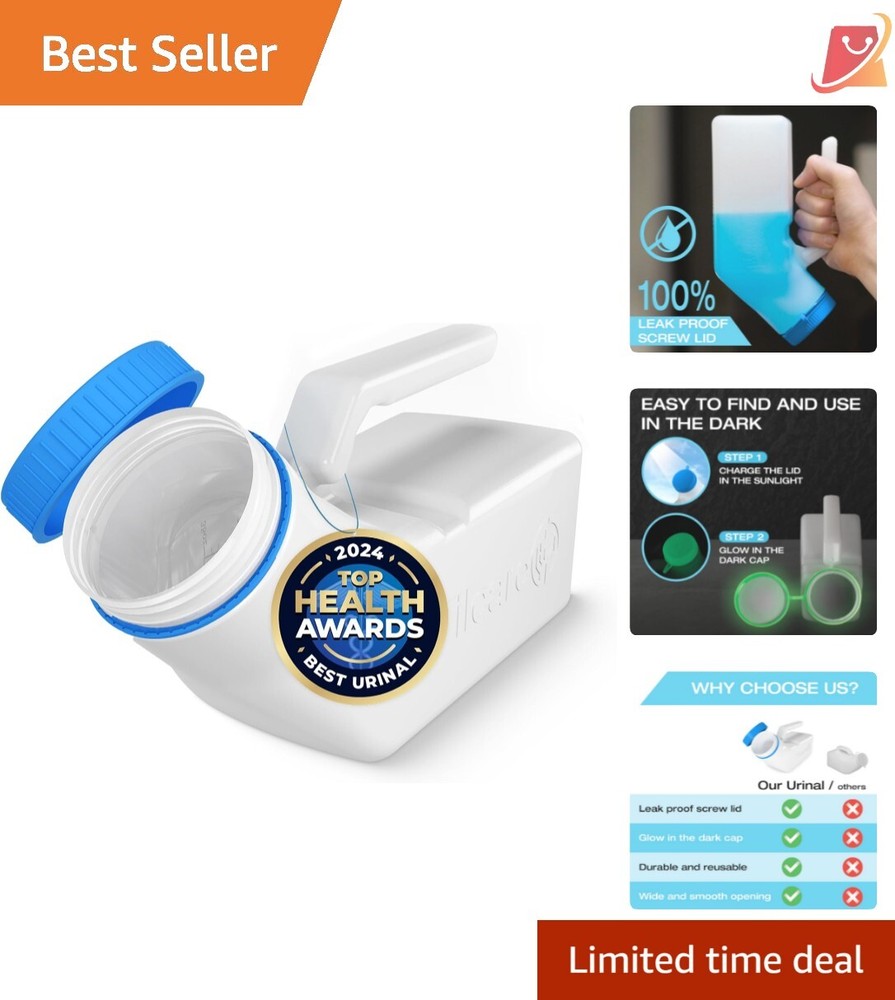 Durable 32oz Portable Urinal with Screw-On Lid – Ideal for Travel & Bedside