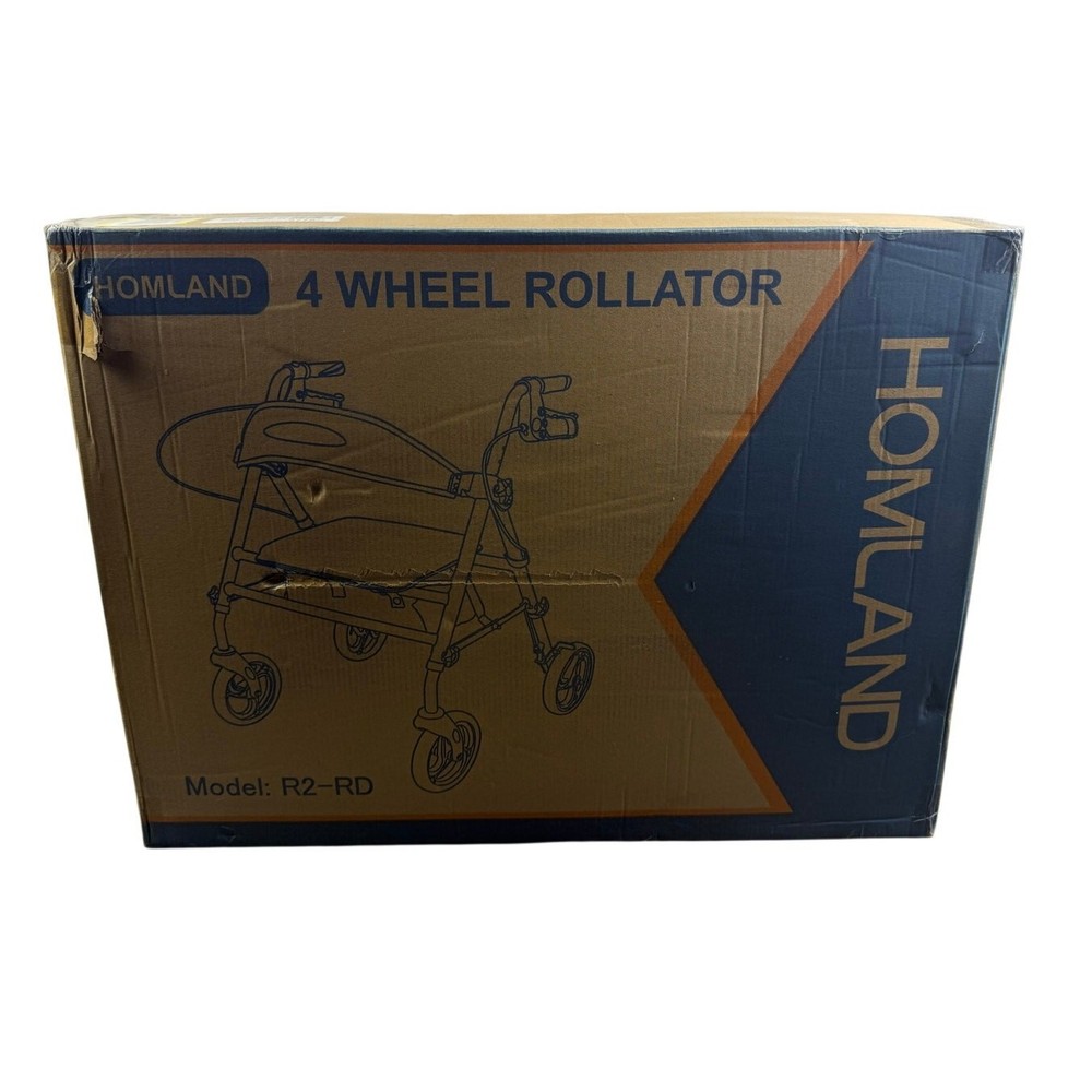 HOMLAND Foldable Rollator Walkers with Seat for Seniors, 8“ Big Wheels, 350 lb.