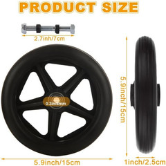 4 Pcs 6 Inch Walker Wheels Replacement, Solid Wheelchair Front Wheels, Anti-Slip