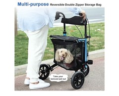WALK MATE Lightweight 3-Wheel Walker with Seat Tri-Rollator for Seniors Blue