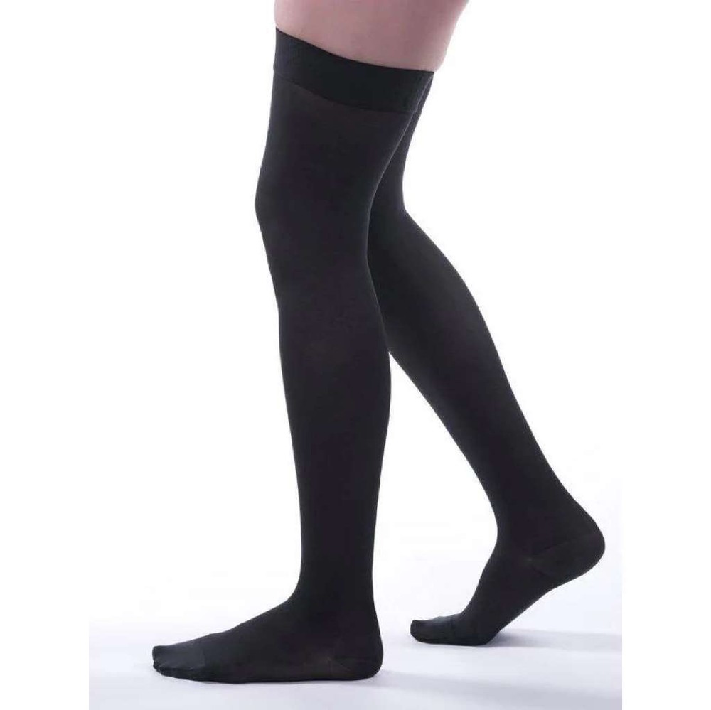 Allegro Soft Microfiber Thigh Highs, Silicone Dot Band, CT, Medium 20-30mmHg (Bl