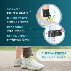 BraceAbility AFO Foot Drop Brace – Adjustable Soft Ankle S/M, Black