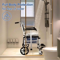 Shower Commode Wheelchair With 2 Lockable Wheels Footrests Adjustable Arms 308lb