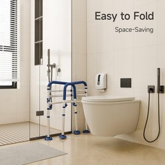 Loyoda Toilet Safety Frame for Seniors, Adjustable Rail Blue