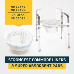 Lunderg Commode Liners with Lemon Scented Absorbent Pads – Value Pack Medical Gr