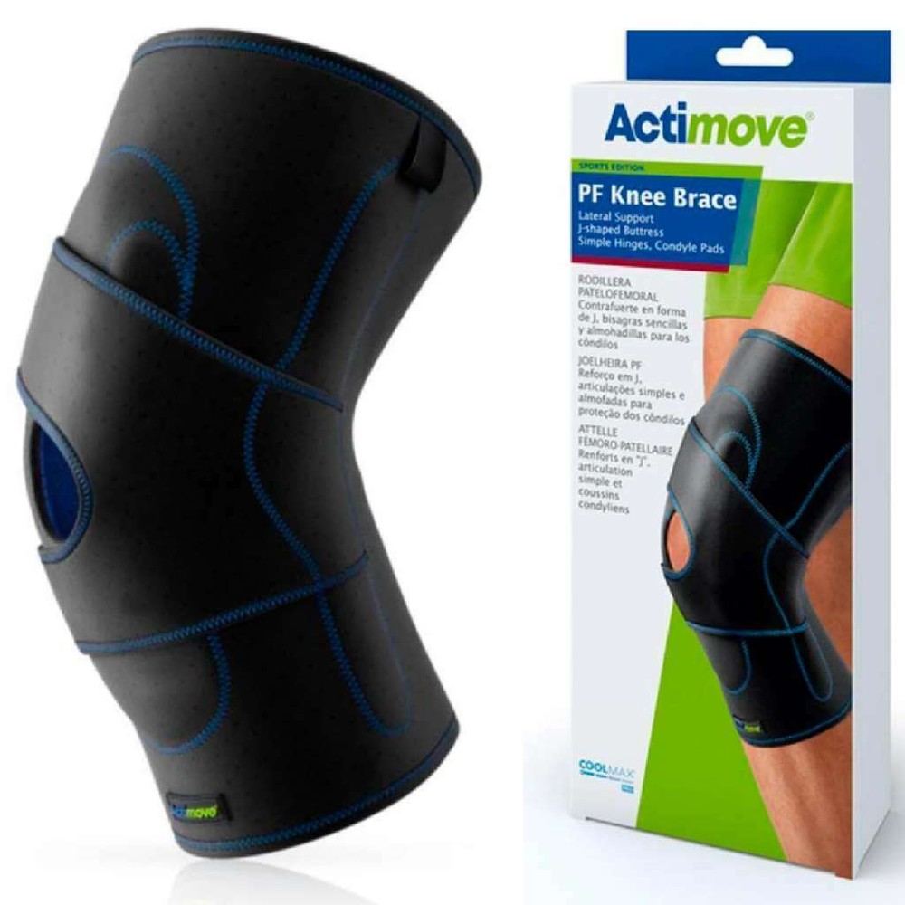 PF Knee Brace Lateral, J Buttress, Hinges, Pads Right Leg (Black) Small by ACTIM