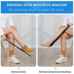 36 Inch Adjustable Long Handled Shoe Horn – Dressing Stick Aid 36 Inch, Black
