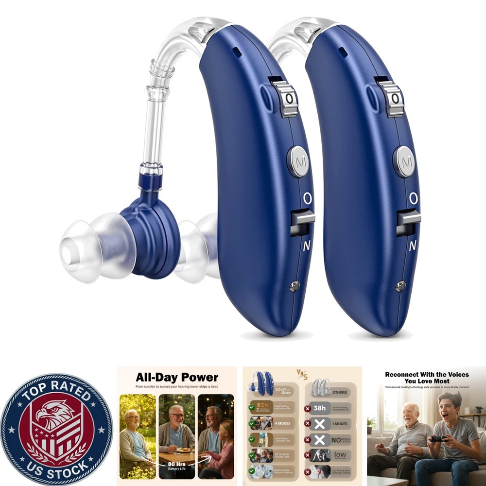 Enhanced Clarity Hearing Aids for Seniors – 2 Units with Charging Case Included