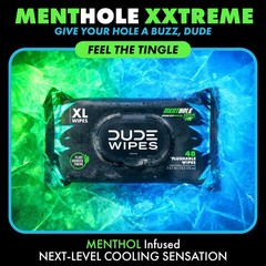 Extra-Large Menthol Flushable Wipes – 3 Pack (144 Count) – Cooling Adult Wet Wip
