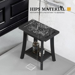 HIPS Shower Bench Inside Shower Stool with Storage Shelf, Waterproof Spa Bath Ch