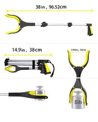 YOLOZAI 38″ Extra Long Grabber Tool with 360°Rotating 38 Inch – 1PCS, Yellow