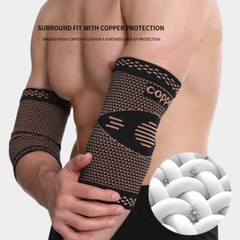 Copper Golfer Tennis Elbow Brace Support Compression Sleeve Arthritis Tendonitis
