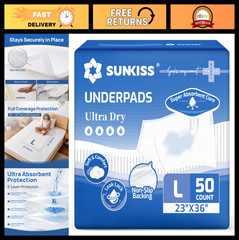 Super Absorbent Disposable Underpads 23″x36″ – Non-Slip Incontinence Bed Pads, 5