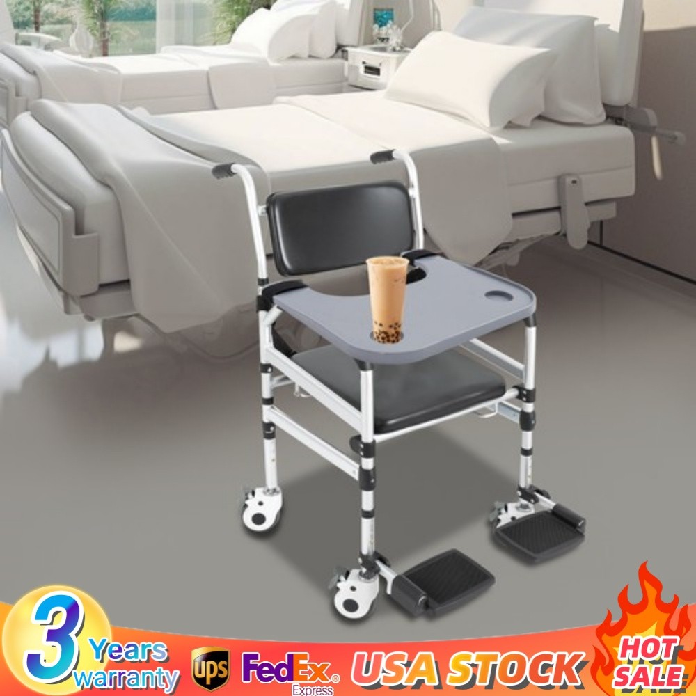 Wheelchair Table Board, Wheelchair Table Tray w/ Cup Holder Grey ABS 58*53cm