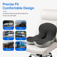 Memory Foam Seat Cushion with Lumbar Back Support, L-Shaped Ergonomic Chair Cush