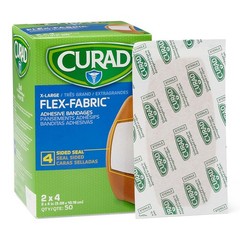 CURAD Flex-Fabric Adhesive Bandages, X-Large 2×4, 50 Count 2″x4″