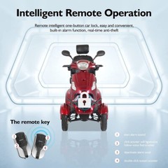 Heavy Duty 4-Wheel Mobility Scooters 31 Miles 3-Speed 800W 500lbs Capacity Red