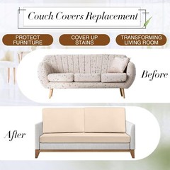 8 Pcs Patio Stretch Sofa Cushion Covers Outdoor Cover Beige