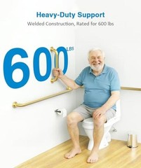 Grab Bar Bundle for ADA Compliance Stainless Steel 1.5″ Diameter 3 Brushed Gold