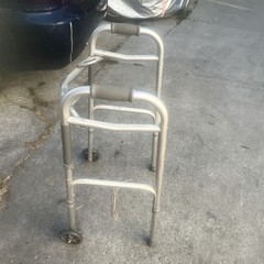 Medline Aluminum Walking Frame Adjustable Height 2-Wheel Silver Gray