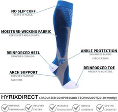 Durable Compression Socks with Shock Absorption Effect – Black+Blue+White+Red