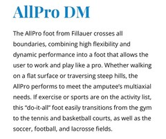 Fillauer Allpro All Pro Prosthetic Foot. Size 27. Category D7. Great condition