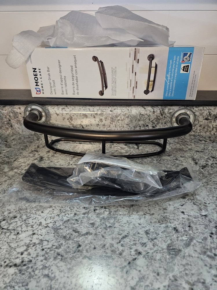 Moen Designer Bath Grab Bar Integrated Shelf Old World Bronze LR2356DOWB