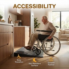 Non-Slip Rubber Threshold Ramp 1.6″ Rise, 35.4″ Wide for Wheelchairs & Scooters
