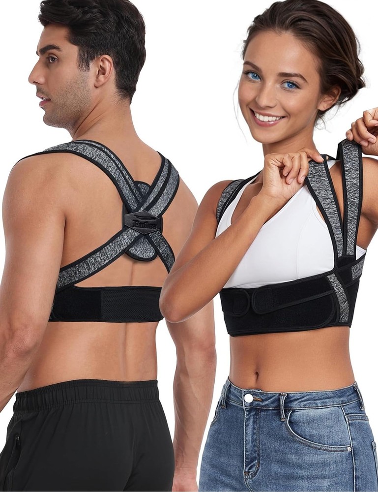 Enthra Posture Corrector for Women Men, BI-Strap Back M/L, Dark Gray