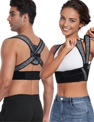 Enthra Posture Corrector for Women Men, BI-Strap Back M/L, Dark Gray