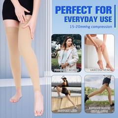 Wegitcs 15-20 mmHg Compression Stockings for Women & X-Large, Beige/Footless