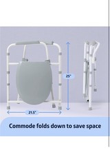 Medline 3-in-1 Steel Bedside Commode, Elongated Seat, 350 lb. Weight Capacity