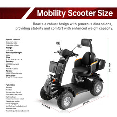 1000W 4-Wheel All-Terrain Electric Power Mobility Scooter Heavy Duty Scooter
