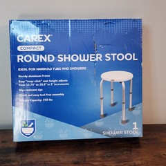 Carex Compact Adjustable Height Bath Stool Shower Seat Aluminum Supports 250lbs