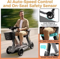 4 Wheel Folding Mobility Scooter Electric Power Wheelchairs Long Range -OPEN BOX