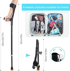 Forearm Crutch for Adults(X1 Unit), Forearm Crutch with Cuffs, Anti-Drop, Crutch