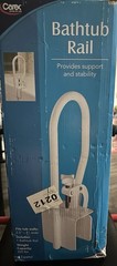 Carex Adjustable U-Shape Clamp-On Bath Tub Handle, White, 200 lb, 1 Rail