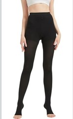 MGANG Compression Stockings Pantyhose, 20-30 mmHg Open Toe Black Sz. Small, Nob