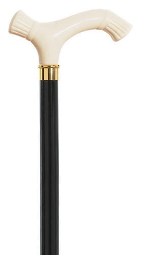 Made in Italy Ivory Churchill Handle on Black Hardwood Shaft Walking Stick Cane