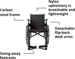Wheelchair Swing Away Foot Leg Rest Desk Length Arms Flip Back 16 in Seat 300